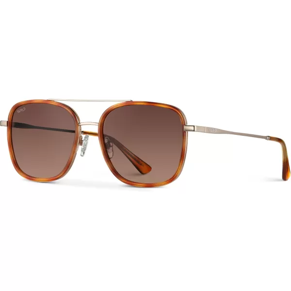 WearMe Pro Womens Polarized Square Sunglasses Modern Square Aviator with Double Bridge Vintage AestheticsSunset Tortoise Frame  Gradient Brown Lens