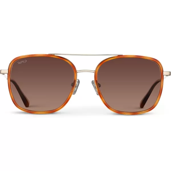 WearMe Pro Womens Polarized Square Sunglasses Modern Square Aviator with Double Bridge Vintage AestheticsSunset Tortoise Frame  Gradient Brown Lens