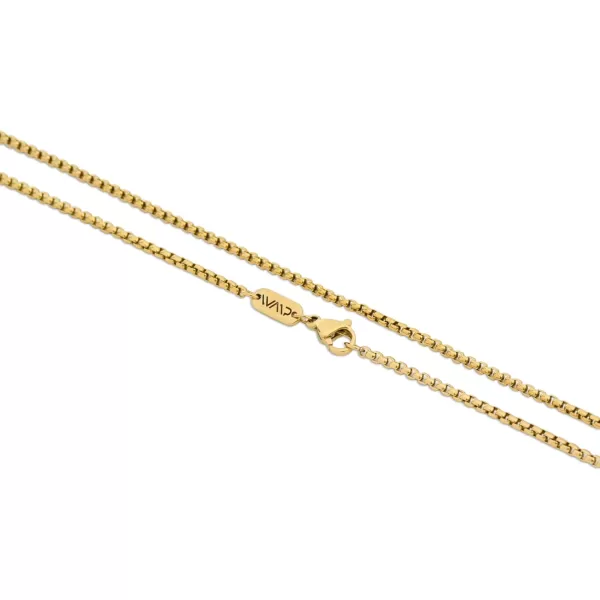 WearMe Pro14k Pendant Necklace  3mm Rolo Box Chain ampamp Rectangular Beveled Pendant with Porcelain Stone InsetGold  Dusk Black Pendant