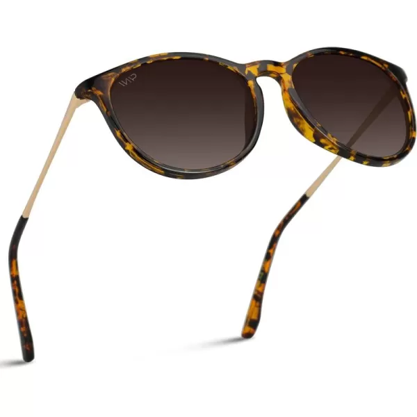 WMP Eyewear Round Sunglasses  Polarized UV Protection  Trendy Sunglasses for Women  Retro Designer StyleTortoise FrameBrown Lens