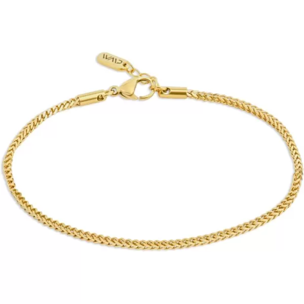 WearMe Pro Mens 2mm Foxtail Style Bracelet  Adjustable SizeGold