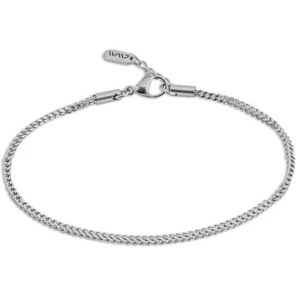 WearMe Pro Mens 2mm Foxtail Style Bracelet  Adjustable SizeSilver