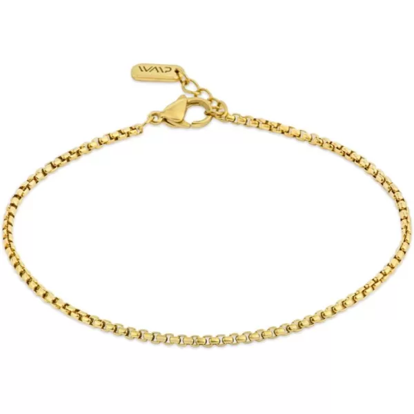 WearMe Pro Mens 2mm Rolo Box Bracelet  Adjustable SizeGold