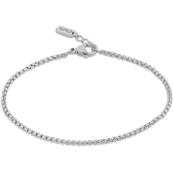 WearMe Pro Mens 2mm Rolo Box Bracelet  Adjustable SizeSilver