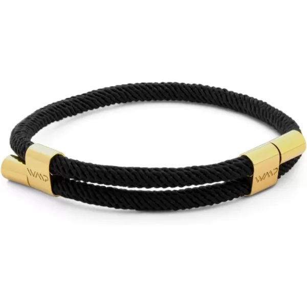 WearMe Pro Mens 4mm Rope Cord Bracelet Pull Closure  Adjustable SizeOnyx Black  Gold