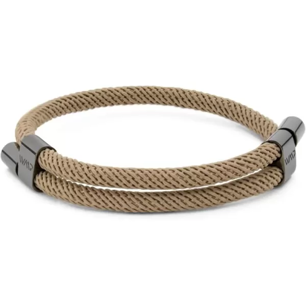 WearMe Pro Mens 4mm Rope Cord Bracelet Pull Closure  Adjustable SizeSand  Gunmetal