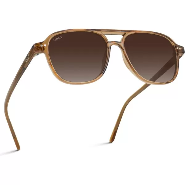 WearMe Pro Polarized Aviator Classic Double Bridge Mens SunglassesCrystal Copper Frame  Gradient Brown Lens