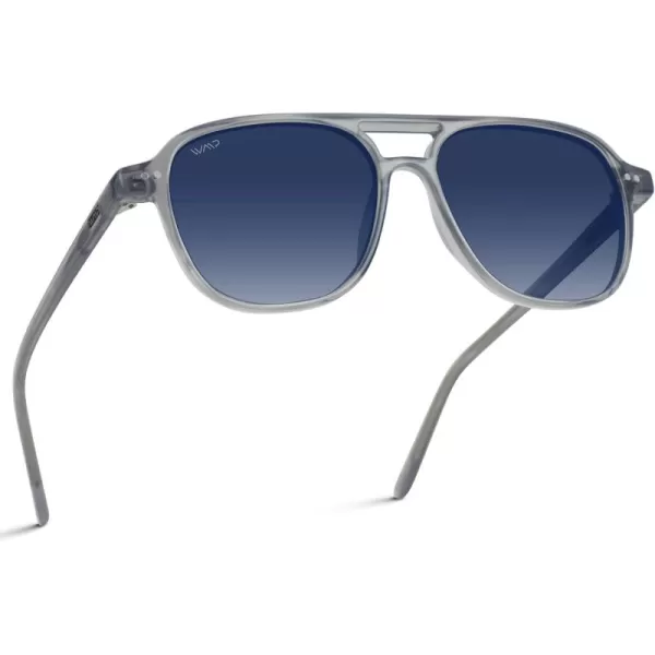 WearMe Pro Polarized Aviator Classic Double Bridge Mens SunglassesCrystal Mist  Gradient Blue Lens