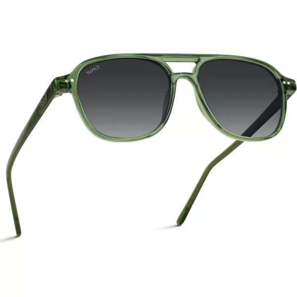WearMe Pro Polarized Aviator Classic Double Bridge Mens SunglassesEmerald Green  Gradient Black Lens