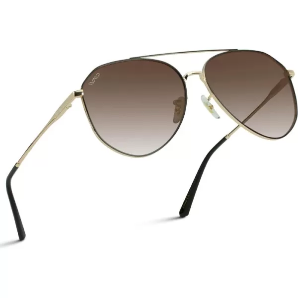 WearMe Pro Polarized Aviator Sunglasses for Women and Men  UV Protection  Reflective Lens  Pink Blue Black AviatorsGoldblack Frame  Brown Lens