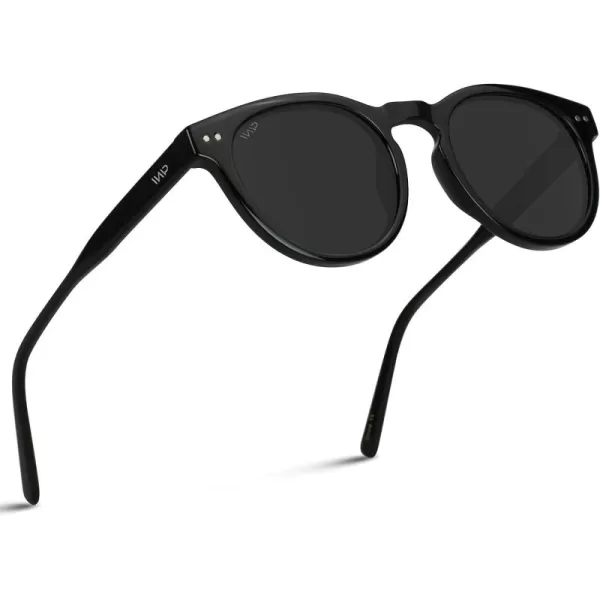 WearMe Pro Polarized Classic Round Retro Womens SunglassesBlack Frame  Smoke Lens