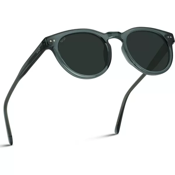 WearMe Pro Polarized Classic Round Retro Womens SunglassesCrystal Blue Frame  Smoke Lens