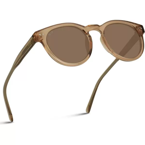 WearMe Pro Polarized Classic Round Retro Womens SunglassesLight Crystal Brown  Brown Lens
