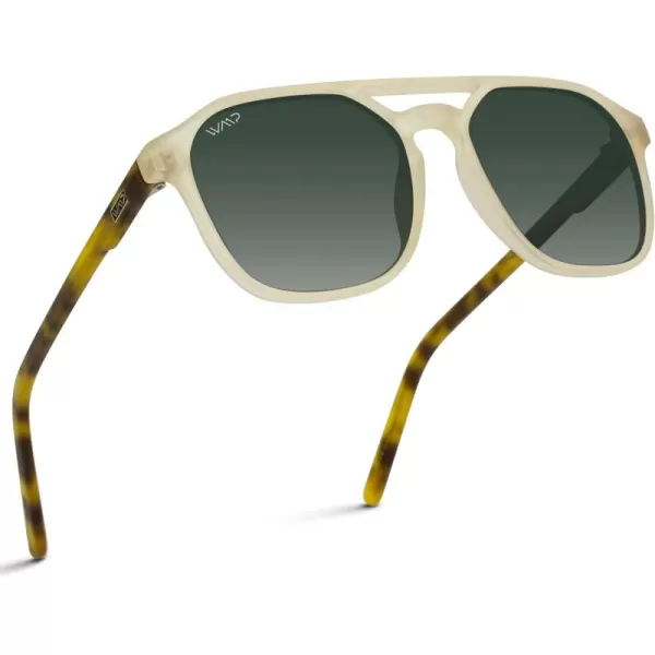 WearMe Pro Polarized DoubleBridge Large Rectangular Mens SunglassesRustic Tortoise  Smoke Green Lens
