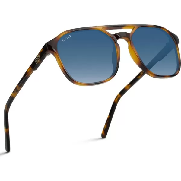 WearMe Pro Polarized DoubleBridge Large Rectangular Mens SunglassesTortoise  Gradient Blue