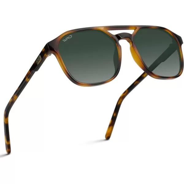 WearMe Pro Polarized DoubleBridge Large Rectangular Mens SunglassesTortoise  Smoke Green Lens