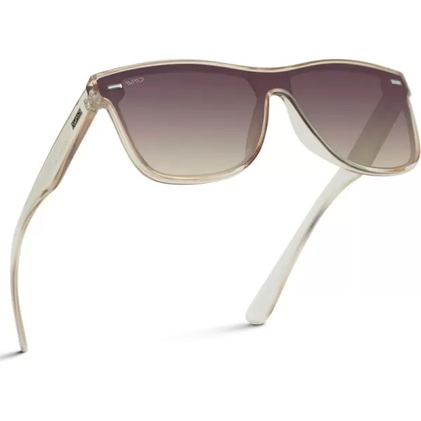 WearMe Pro  Polarized Full Mirror Flat Lens Square Modern SunglassesCrystal Cashmere  Gradient Sunset Lens