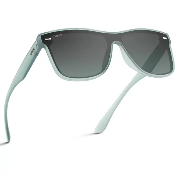 WearMe Pro  Polarized Full Mirror Flat Lens Square Modern SunglassesFrosted Sky  Gradient Grey Sky Lens