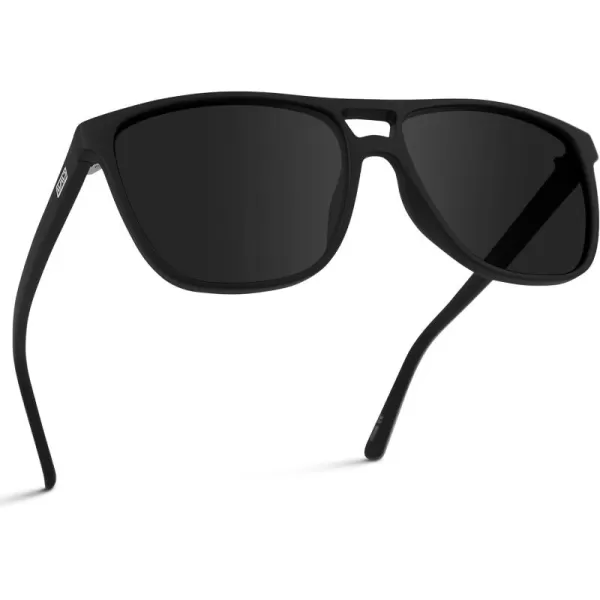 WearMe Pro  Polarized Large Double Bridge Aviator Sunglasses For Men WomenBlack  Black Lens