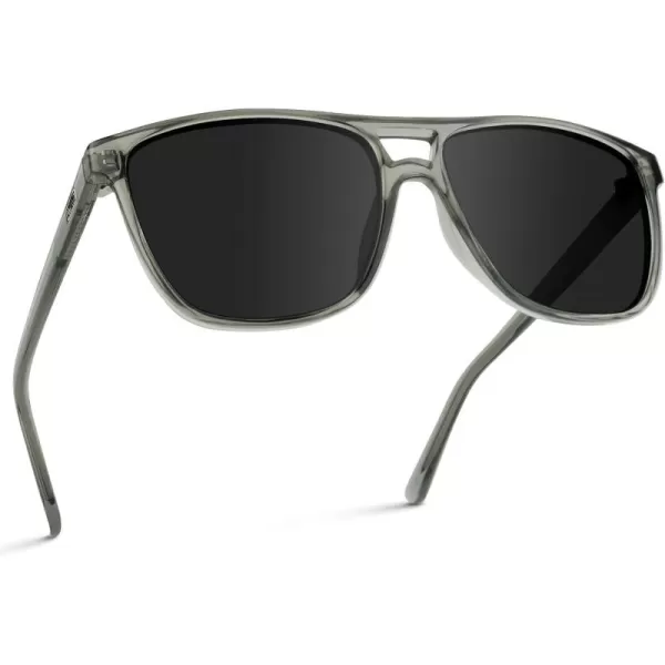 WearMe Pro  Polarized Large Double Bridge Aviator Sunglasses For Men WomenCrystal Grey  Black Lens