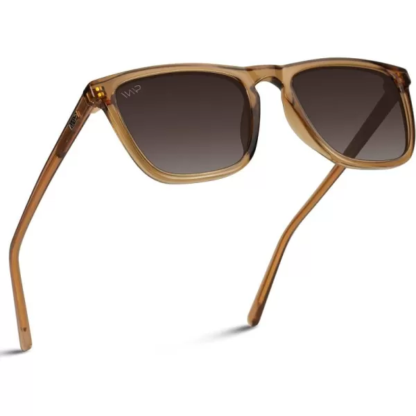 WearMe Pro  Polarized Lens Square Modern Sunglasses for MenBrown FrameBrown Lens