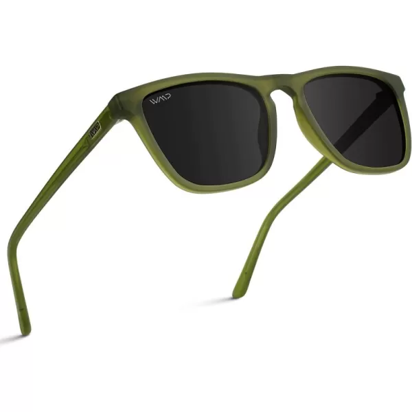 WearMe Pro  Polarized Lens Square Modern Sunglasses for MenSaguaro Green  Black Lens