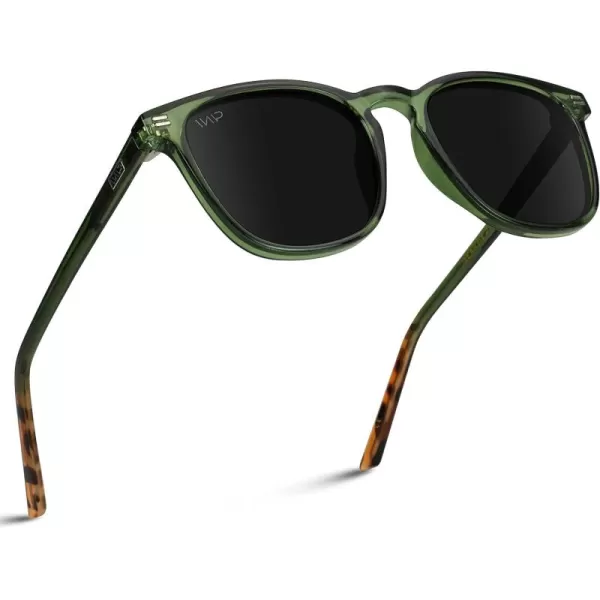 WearMe Pro Polarized Modern Rounded Square Mens SunglassesGreen FrameBlack Lens