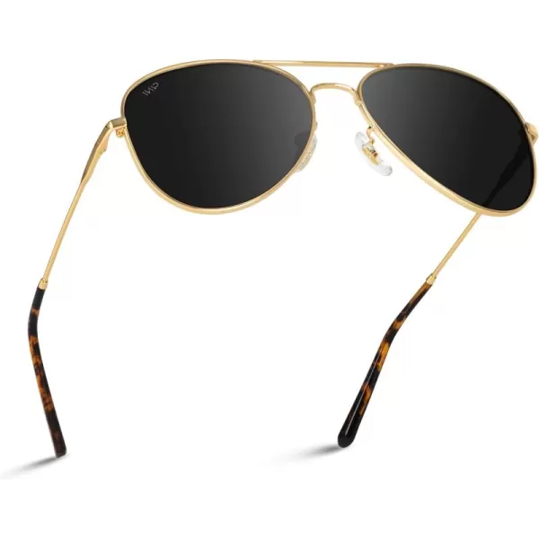 WearMe Pro  Polarized Pilot Style Classic Aviator SunglassesGold  Black