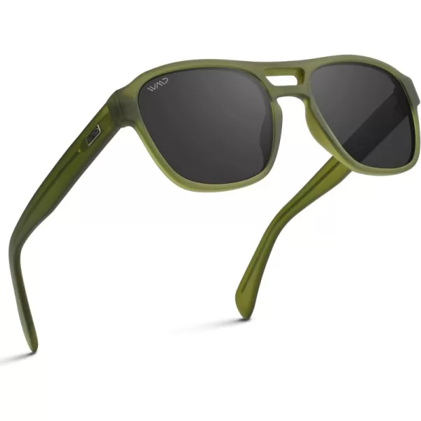 WearMe Pro Polarized Rectangular Sunglasses with Frosted Frame and 100 UV and UVB Protection for Men and WomenGreen