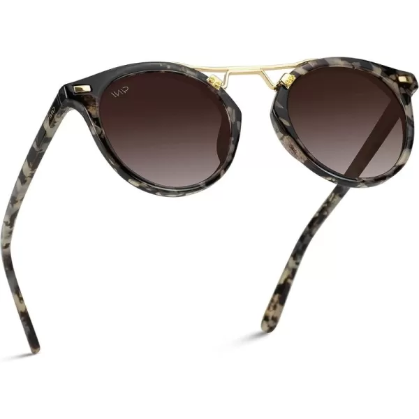 WearMe Pro Polarized Round Retro DoubleBridge Vintage Womens Sunglasses Beige TortoiseBrown Lens