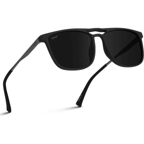 WearMe Pro Premium Polarized Double Bar Sunglasses for Men and Women UVA and UVBBlack Frame  Black Lens