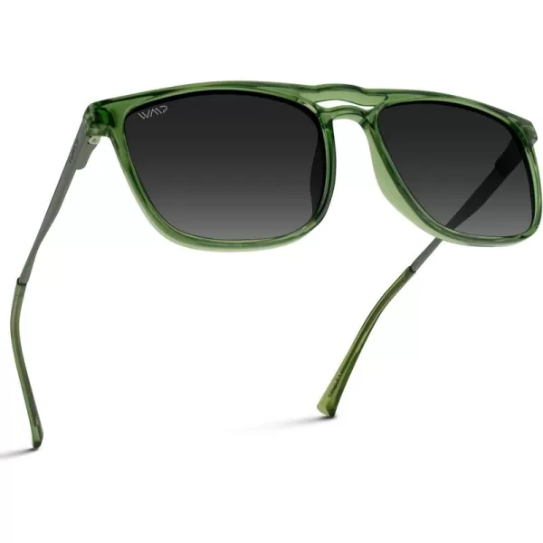 WearMe Pro Premium Polarized Double Bar Sunglasses for Men and Women UVA and UVBCrystal Saguaro Green  Black Lens
