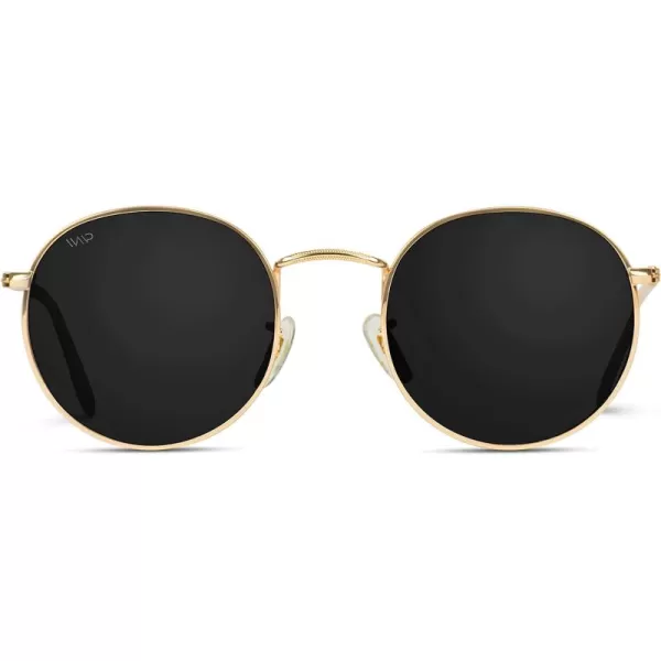 WearMe Pro  Reflective Lens Round Trendy SunglassesGold Frame  Black Lens