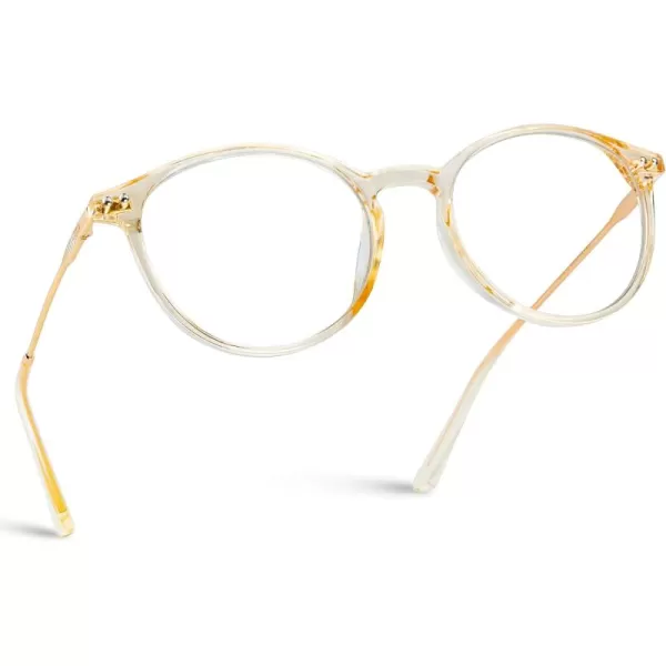 WearMe Pro  Trendy Crystal Round Retro Blue Light Glasses for Women and MenPeach