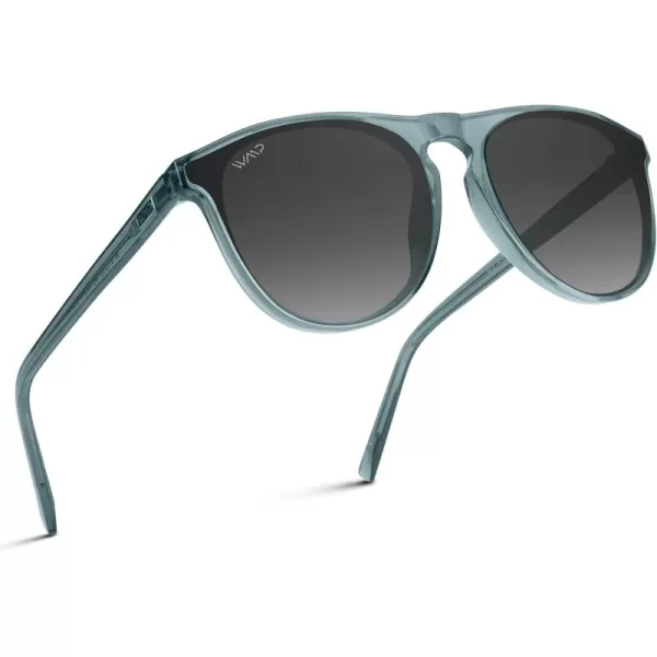 WearMe Pro WMP Eyewear  Large Modern One Bridge Round SunglassesCrystal Blue Frame  Gradient Black Lens