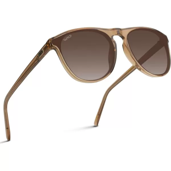 WearMe Pro WMP Eyewear  Large Modern One Bridge Round SunglassesCrystal Brown Frame  Gradient Brown Lens