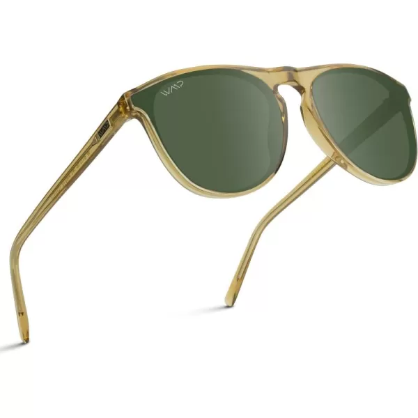 WearMe Pro WMP Eyewear  Large Modern One Bridge Round SunglassesCrystal Sand Brown Frame  Smoke Green Lens