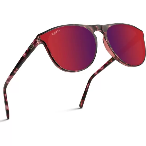WearMe Pro WMP Eyewear  Large Modern One Bridge Round SunglassesFire Tortoise Frame  Mirror Red Lens
