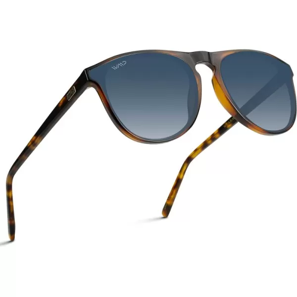 WearMe Pro WMP Eyewear  Large Modern One Bridge Round SunglassesTortoise Frame  Gradient Blue Lens