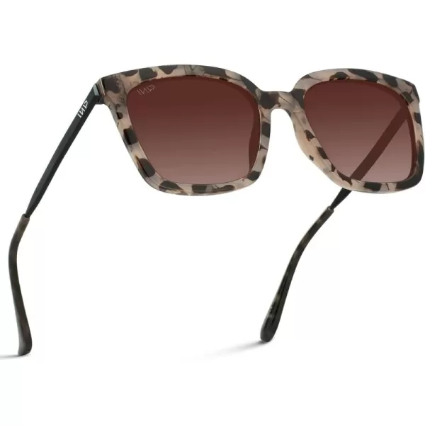 WearMe Pro WMP Eyewear  Square Oversized Metal Frame Fashion Style Women Polarized SunglassesBlush Pink Tortoise  Gradient Brown Lens