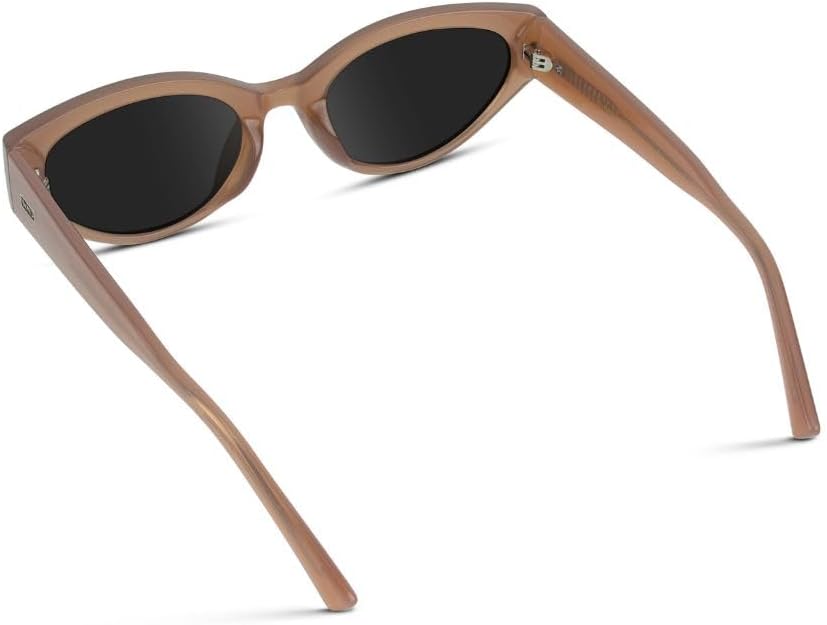 WearMe Pro Elegant Oval Cat Eye Sunglasses for Women  VintageInspired Slim Frame with Gradient UV Protection LensesCrystal Coral Pink  Black Lens