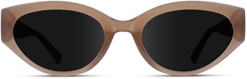 WearMe Pro Elegant Oval Cat Eye Sunglasses for Women  VintageInspired Slim Frame with Gradient UV Protection LensesCrystal Coral Pink  Black Lens