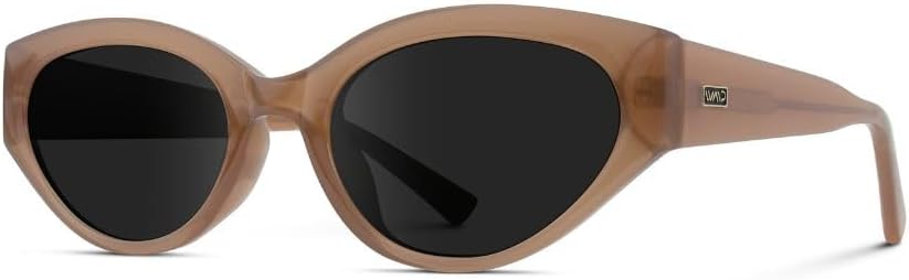 WearMe Pro Elegant Oval Cat Eye Sunglasses for Women  VintageInspired Slim Frame with Gradient UV Protection LensesCrystal Coral Pink  Black Lens