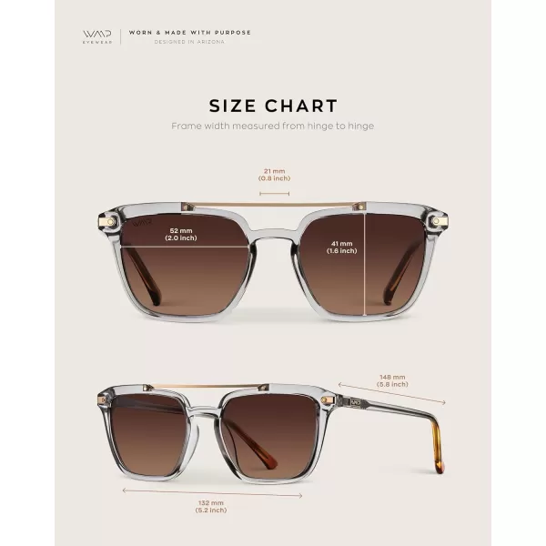 Men Square Retro SunglassesCrystal Ice Grey Frame  Brown Gradient Lens