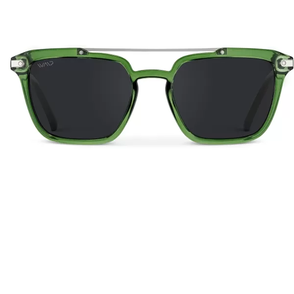 Men Square Retro SunglassesEmerald Green Frame  Black Lens