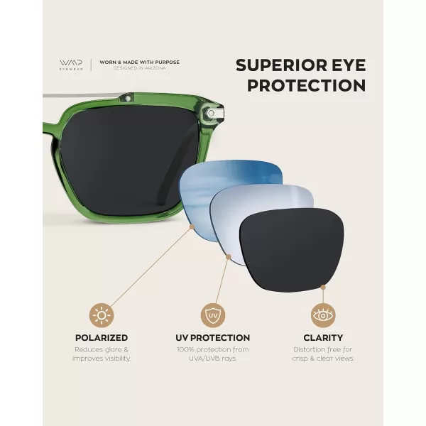Men Square Retro SunglassesEmerald Green Frame  Black Lens