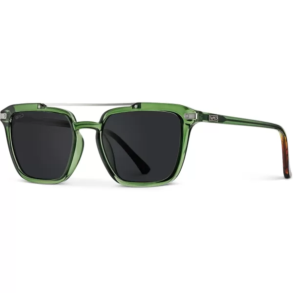 Men Square Retro SunglassesEmerald Green Frame  Black Lens