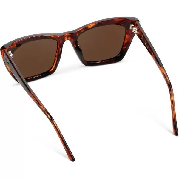 WearMe Pro Cat Eye Polarized Womens SunglassesBrown TortoiseBrown Lens