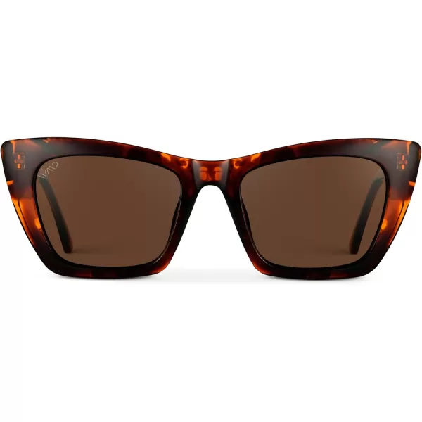 WearMe Pro Cat Eye Polarized Womens SunglassesBrown TortoiseBrown Lens