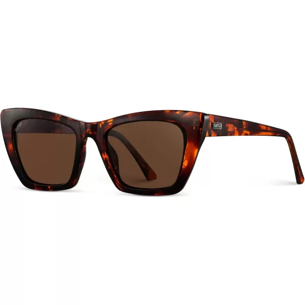 WearMe Pro Cat Eye Polarized Womens SunglassesBrown TortoiseBrown Lens